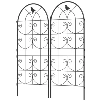 Outsunny Support pour plantes grimpantes avec oiseaux lot de 2 treillis de jardin pour légume vigne fleur métal 50 x 120 cm noir(m-12)