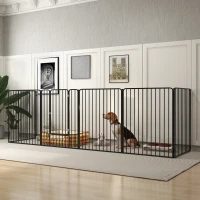 PawHut Țarc pentru Câini Mari cu 6 Panouri Modulabile din Oțel, 164x83x100 cm, Negru(m-2)