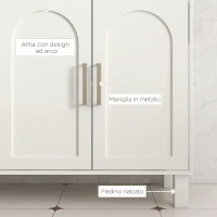HOMCOM Mobile Sottolavabo per Bagno a 2 Ante, Ripiani Aperti, Ripiani Regolabili, Adatto a Lavabi senza Colonna,  90x30x63 cm, Crema(m-6)