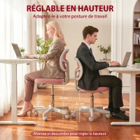 Vinsetto Chaise de Bureau Ergonomique Sans Accoudoirs, Fauteuil de Bureau Pivotant, Dossier Courbé en Maille et Roulettes, Rose(m-4)