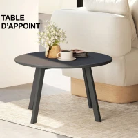 Outsunny Petite table basse ronde, table d'appoint avec patins antidérapants, pour jardin, métal， Ø70x42cm, gris anthracite(m-7)