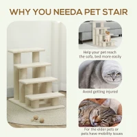 PawHut Dog Steps for Bed 4 Step Pet Stairs for Sofa Dog Cat Climb Ladder 63x43x60 cm Cream(m-5)