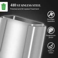 HOMCOM 40L Dual Compartment Stainless Steel Bin, with Deodoriser Holders - Silver Tone(m-5)