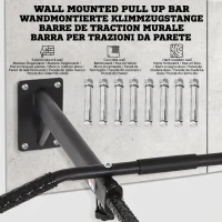 HOMCOM Bară de Tracțiuni pentru Perete 2 în 1 cu 3 Mânere Diferite, din Oțel, 93,5x65x17 cm, Negru(m-6)
