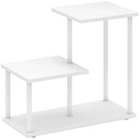 HOMCOM Estantería Librería de 3 Niveles Efecto Madera con Marco de Metal para Escritorio Oficina Cocina 40x20x34,5 cm Blanco(m-1)