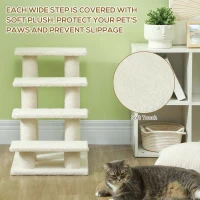 PawHut Dog Steps for Bed 4 Step Pet Stairs for Sofa Dog Cat Climb Ladder 63x43x60 cm Cream(m-4)