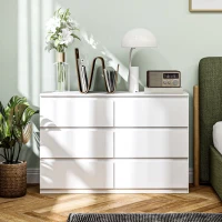 HOMCOM Kommode mit 6 Schubladen, Moderne Aufbewahrungsmöbel für das Schlafzimmer, Weiß(m-8)