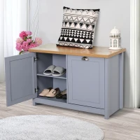 HOMCOM Shoe Cabinet, Modern Shoe Bench with 2 Doors for Hallway, Entryway, Grey(m-8)