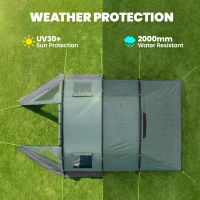 Outsunny Two Room Tunnel Tent Camping Tent for  3-4 Man with Windows, Covers, Carry Bag, for Fishing, Hiking, Sports, Green(m-4)
