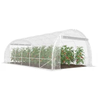 Outsunny Serre tunnel de jardin 18m² serre de jardin tunnel 296x597x199cm cadre acier galvanisé, bâche PE 150g/m² transparent(m-11)