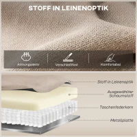 HOMCOM Manueller Relaxsessel, Moderner Sessel im Leinenstoff-Look mit dicker Polsterung, Gepolsterte Armlehnen und Fußstütze, Beige(m-5)