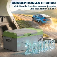 Outsunny Glacière électrique portable 16,3L, réfrigérateur de voiture portable congélateur et réfrigérateur 12/24V gris(m-7)