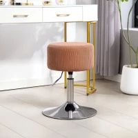HOMCOM Taburete de Cocina Regulable en Altura 52-66 cm Tapizado en Pana Giratorio en 360° Marrón(m-10)