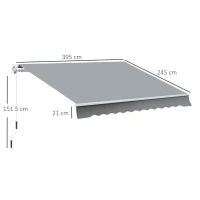 Outsunny Tenda da Sole per Esterno Avvolgibile a Manovella in Metallo e Alluminio, 395x245 cm, Grigio(m-3)