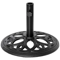 Outsunny Pied de parasol rond en fonte 11,5 kg, pour poteaux de Ø 38 et 48 mm, pour jardin patio terrasse, Ø 45 x 33,5 cm, noir(m-1)