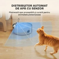 PawHut Fântână pentru Pisici 7L cu Lumină LED și Filtrare Triplă, din Oțel Inoxidabil 304, 30.5x31.2x19.3 cm, Argintiu(m-8)