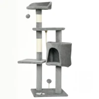 PawHut Arbre à chats multi-équipements griffoirs grattoirs plateformes niche corde jouets 40 x 40 x 114 cm gris(m-12)