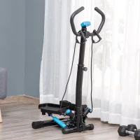 HOMCOM Adjustable Twist Stepper Fitness Step Machine, LCD Screen, Height-Adjust Handlebars, Home Gym, Black and Blue(m-10)