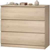 HOMCOM 3-Drawer Storage Organiser Unit, Chest of Drawers for Bedroom, Living Room, 80 x 39 x 73cm, Oak(m-14)
