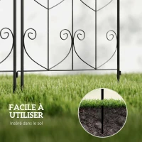 Outsunny Support pour plantes grimpantes avec oiseaux lot de 2 treillis de jardin pour légume vigne fleur métal 50 x 120 cm noir(m-8)