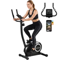 SPORTNOW Bicicletă Fitness cu 8 Niveluri de Rezistență Magnetică, Bicicletă cu Bluetooth, Șa Reglabilă, Ecran LCD, Senzor Puls, Suport Telefon, Bicicletă de Antrenament pentru Acasă(m-11)