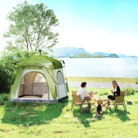 Outsunny Tenda da Campeggio 3 Posti Pop Up con Porta a Cerniera e 3 Finestre, 240x240x199 cm, Verde(m-10)