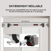 SPORTNOW Barre de traction pour porte, barre de musculation pour cadres de porte sans vis - longueur ajustable (92-124cm)(m-5)