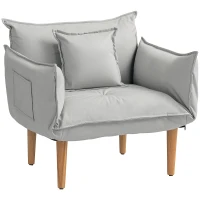 HOMCOM 2-in-1 Verstellbarer Loungesessel, Bodensessel mit Kissen, Polstersessel, für Wohnzimmer, Schlafzimmer, Hellgrau(m-1)