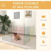 PawHut Enclos Pliant en Acier pour Chiens, Lapins, Rongeurs, Petits Animaux, Intérieur et Extérieur, 8 Panneaux avec Porte(m-5)