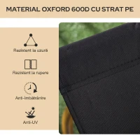 Outsunny Scaun pentru Exterior Pliabil cu Brațe, Șezut din Material Oxford și Oțel, Negru(m-6)