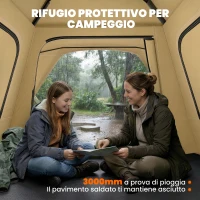 Outsunny Tenda Pop-Up per 2-3 Persone con Finestre in Rete e Borsa, 240x240x160 cm, Cachi(m-6)