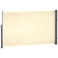 Outsunny Toldo Lateral Retráctil 300x180cm Pantalla Enrollable Mampara de Privacidad y Protección Solar para Balcón Terraza Crema(m-11)