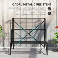 Outsunny Etajeră-suport pentru plante, cu 3 niveluri, în formă de scară, pentru interior și exterior, din metal, 60x60x60 cm, negru(m-5)