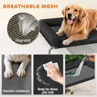 PawHut Elevated Dog Bed with Removable Bolsters, Raised Dog Bed for Large Breeds, Portable Indoor & Outdoor Pet Cots, Black(m-6)