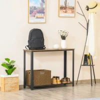 HOMCOM Konsolentisch, Sideboard, Beistelltisch mit Gitterablage, Industrie-Stil, Metall, 101 x 35 x 80 cm(m-10)