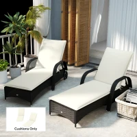 Outsunny 2 Cojines para Tumbonas de Jardín con Protección UV Resistentes a Salpicaduras 193x58x6 cm Crema(m-10)