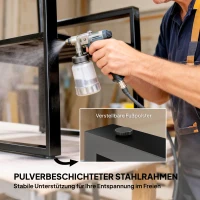 Outsunny 3-teiliges Balkonmöbel Set 2 Sessel mit Tisch abnehmbar Sitz-& Rückenkissen atmungsaktiv Bezug Grau(m-7)