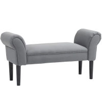 HOMCOM Banco Pie de Cama Tapizado en Lona con Patas de Madera Reposabrazos y Asiento Acolchado Gris Oscuro