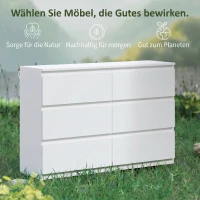 HOMCOM Kommode mit 6 Schubladen, Moderne Aufbewahrungsmöbel für das Schlafzimmer, Weiß(m-6)