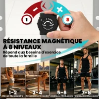 SPORTNOW Vélo Elliptique, Écran LCD, Résistance 8 Niveaux, Capteur Pouls, Bluetooth, Support pour Téléphone, 100x52x153cm, Gris(m-5)