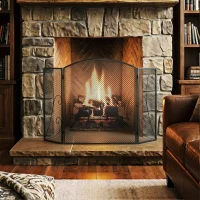 HOMCOM Parachispas para Chimenea Plegable de 3 Paneles en Metal Pintado, Listo para Usar, 133x1x77 cm, Negro(m-4)