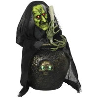 HOMCOM Geanimeerde Halloween-tafelheks met lachgeluid, verlichte ogen en geluid-/aanraakactivatie(m-12)