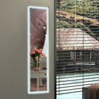 HOMCOM Standspiegel Wandspiegel Ganzköprerspiegel, mit LED´s, 40 cm x 150 cm, Weiß + Silber(m-2)