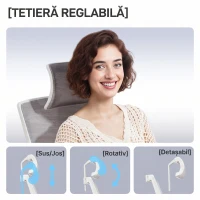 HOMCOM Scaun de Birou Ergonomic și Respirabil cu Suport Lombar Dinamic 4D, 64.5x62.5x112-122 cm, Multicolor(m-5)
