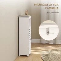 HOMCOM Mobile Bagno Slim con Porta a Lamelle, Mobiletto Bagno con Ripiani Regolabili, Vano Aperto, 22x20x75 cm, Bianco(m-8)