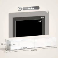 HOMCOM Dulap TV suspendat până la 75" cu uși cu deschidere prin apăsare, 180x33x30 cm, alb lucios(m-3)