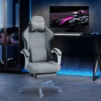 HOMCOM Gaming Chair, Gamer Computer Chair with Footrest, High Back, Lumbar Support, Adjustable Height, Swivel Wheels for Home Office, Grey(m-10)