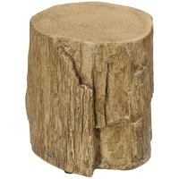 HOMCOM Beistelltisch Baumstumpf-Optik Nivillierfüße 37 cm x 37 cm x 43 cm Beton Braun(m-11)
