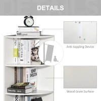 HOMCOM 4-Tier Corner Open Shelf Bookcase Fan Bookshelf Plants Stand Wood Freestanding Unit, 40x40x120cm, White(m-6)