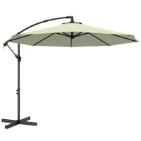 Outsunny 3m Overhanging Cantilever Parasol, with Cross Base - Beige(m-1)
